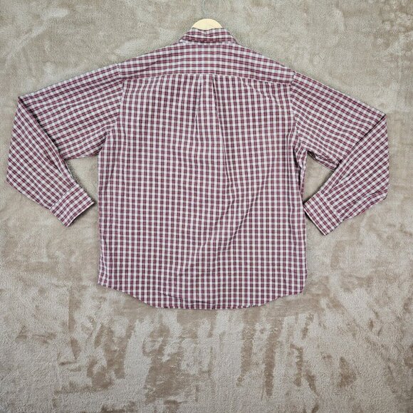 Lands' End Oxford Shirt Button-Down Red/White Plaid Men's Size XL/T 17 - 17.5 - Picture 2 of 10